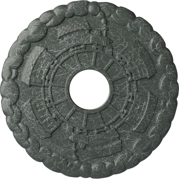 Ekena Millwork Kendall Train Station Medallion (Canopies up to 3 7/8"), 18 1/2"OD x 3 7/8"ID x 1"P, Athenian Green CM18KDAGC - main